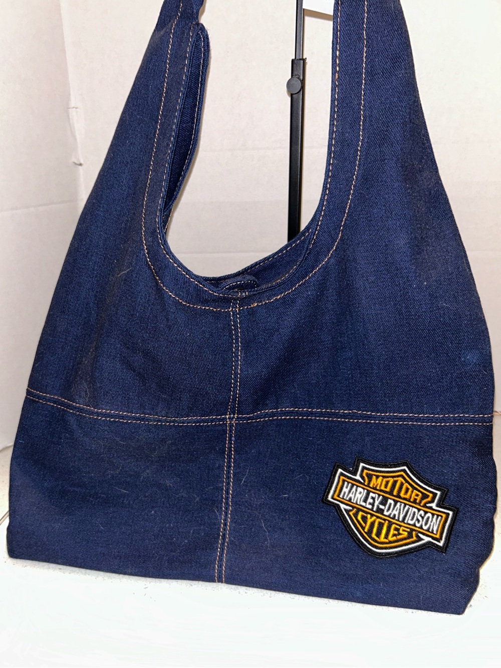 Harley-Davidson Dark Blue Denim Shoulder Bag with Patch